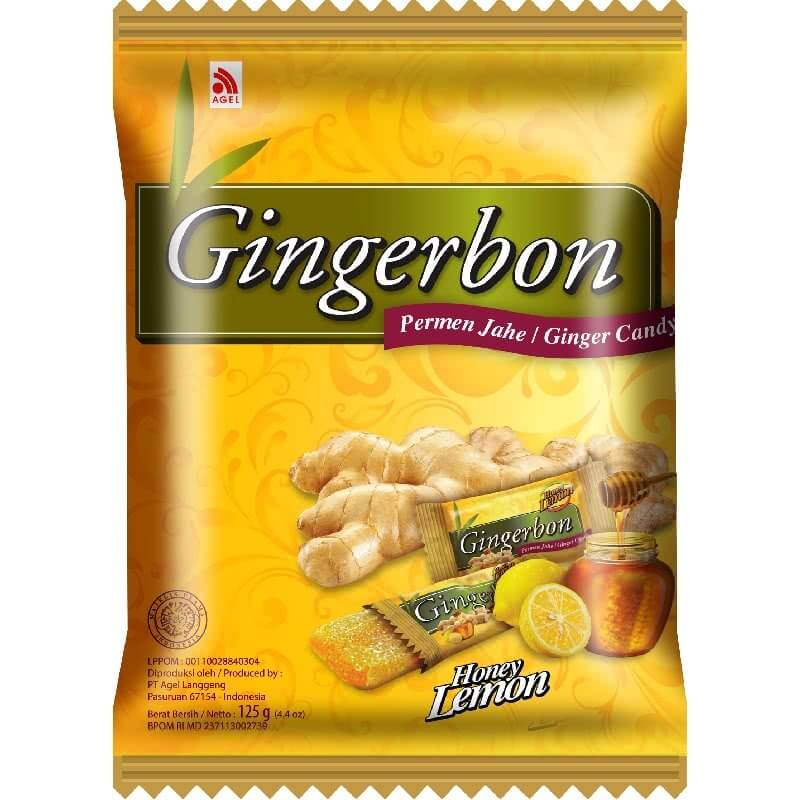 پاستیل/ آبنبات جویدنی زنجبیلی جینجربون لیمو و عسل 125گرم Gingerbon Ginger Chewy Candy Honey Lemon