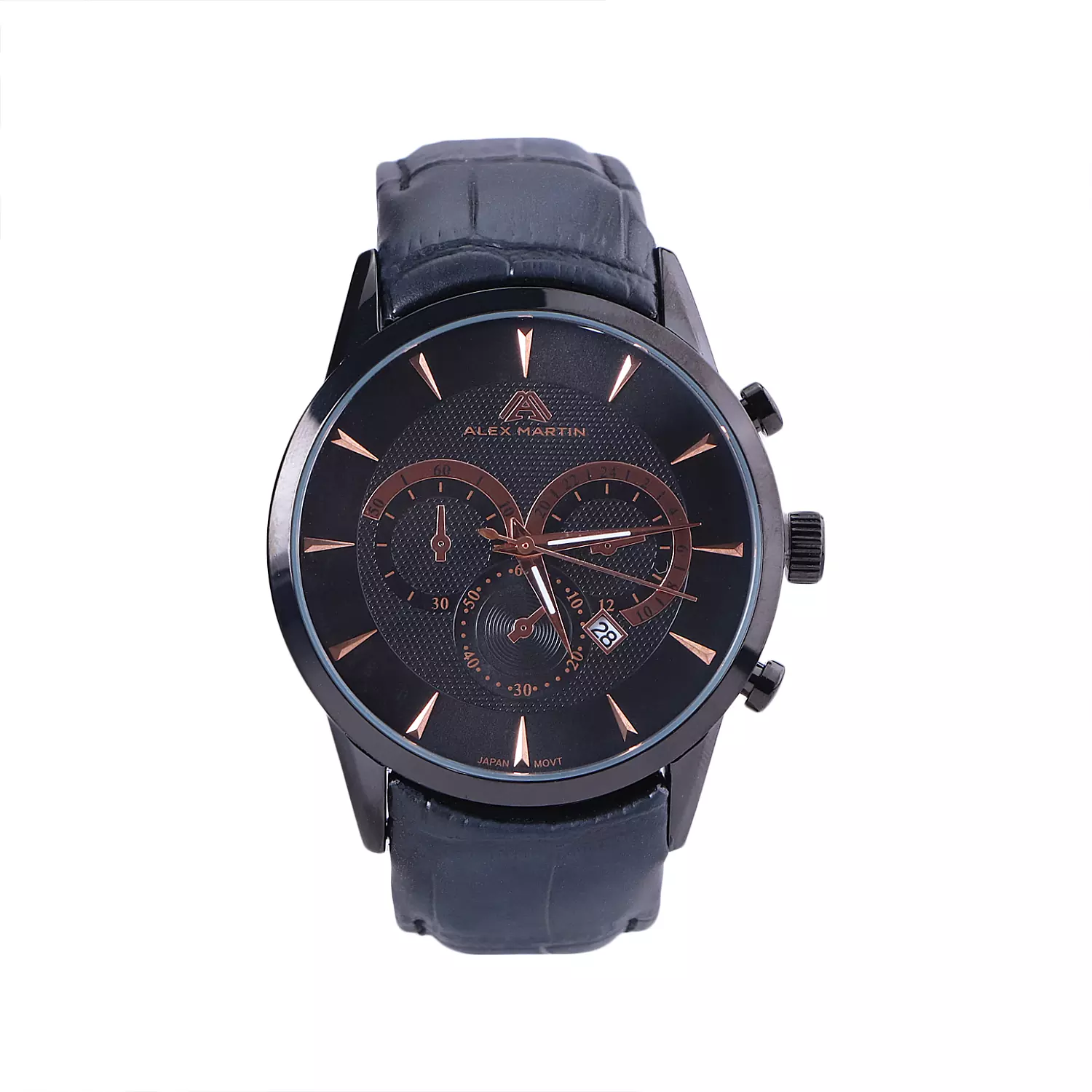 ساعت مچی مردانه الکس مارتین بند چرم تمام مشکی AM7136/2G
