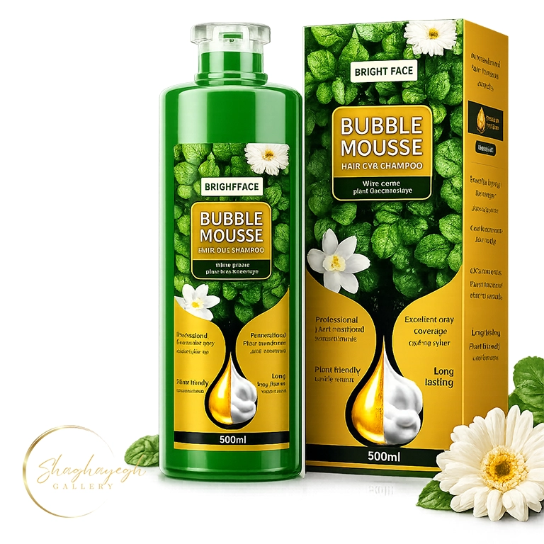 شامپو رنگ مو گیاهی موس‌دار برایت فیس بابل موس حجم ۵۰۰ میل Bright Face Bubble Mousse Hair Dye Shampoo 500 ml