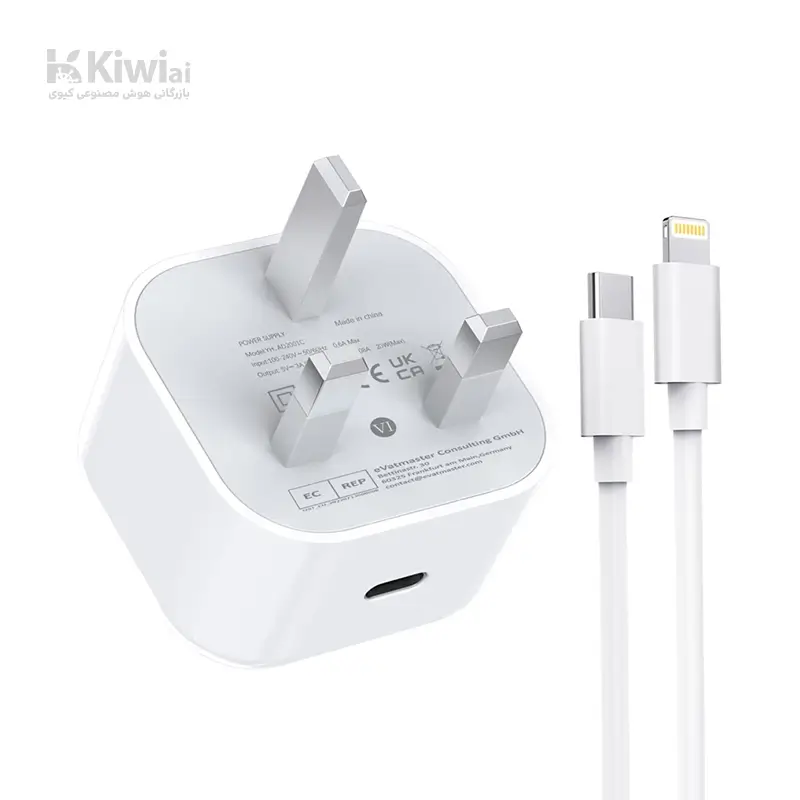 شارژر آیفون 20W وات و کابل USB-C به لایتنینگ(مخصوص آیفون 14 به پایین)