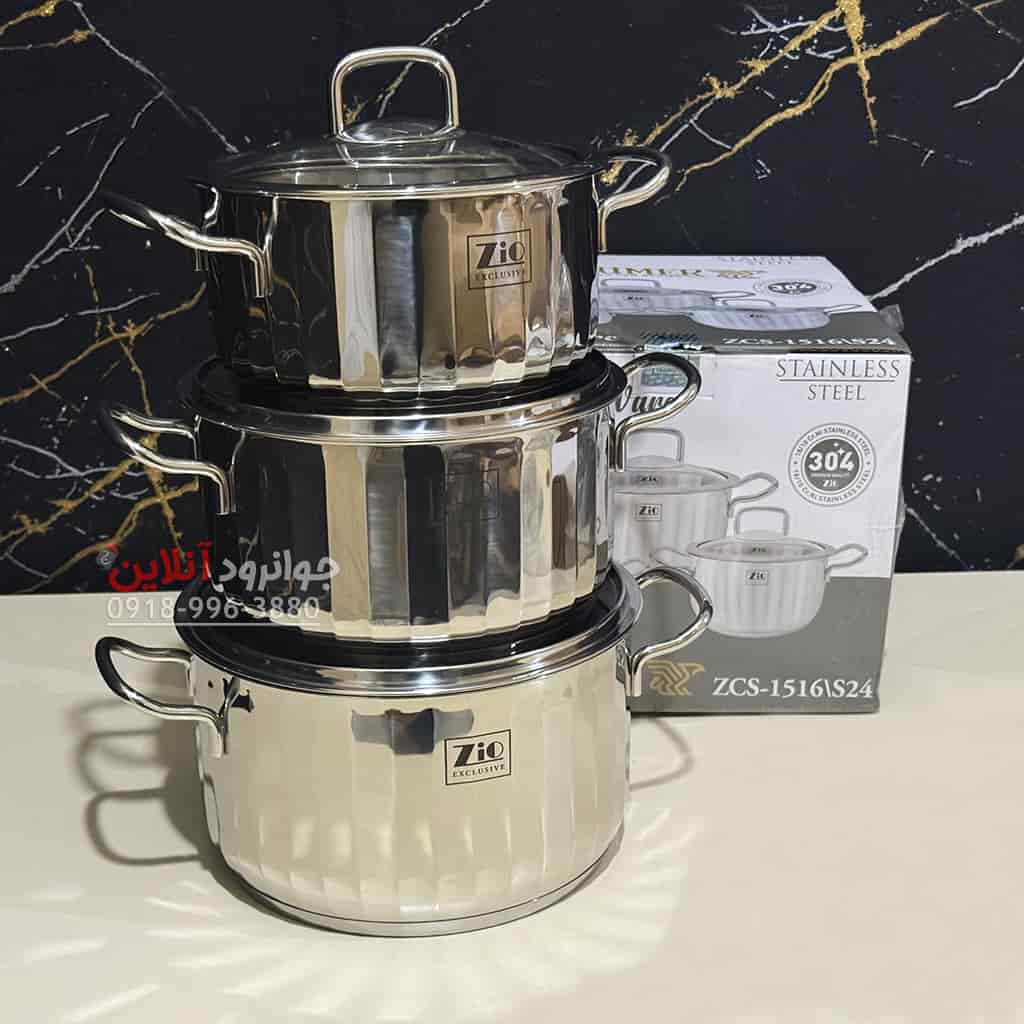 سرویس قابلمه استیل زیو ZCS-1516 ZIO Sumer شش پارچه سایز 24