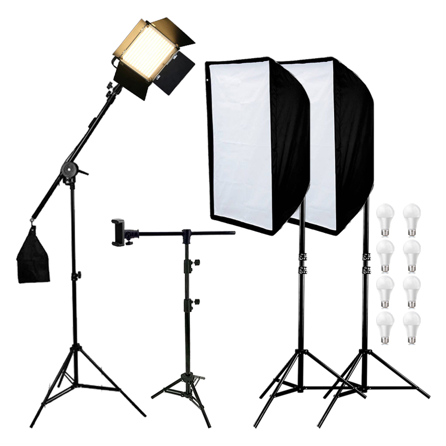 کیت سه شاخه S-680 و سافت باکس 4 لامپ و پایه موبایل D-kit25