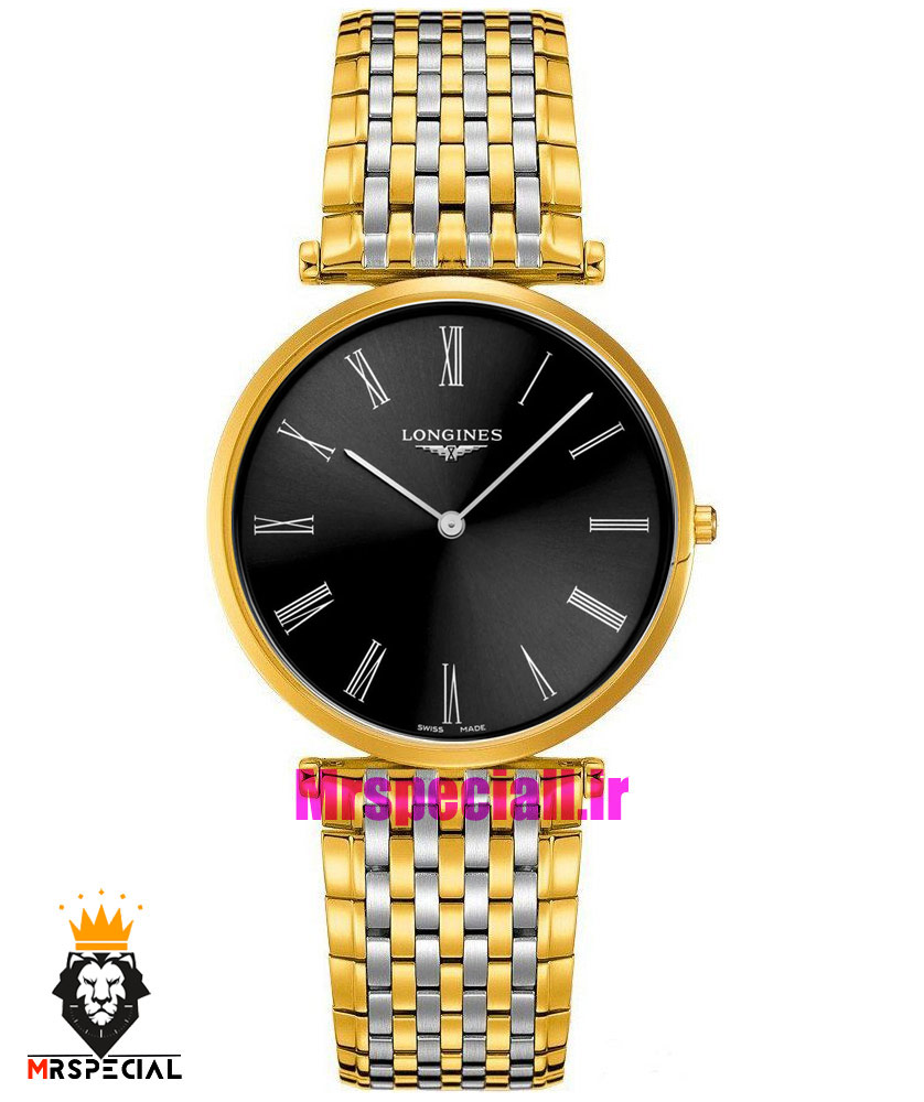 ساعت لونژین مردانه استیل دو رنگ طلایی صفحه مشکی LONGINES 021275