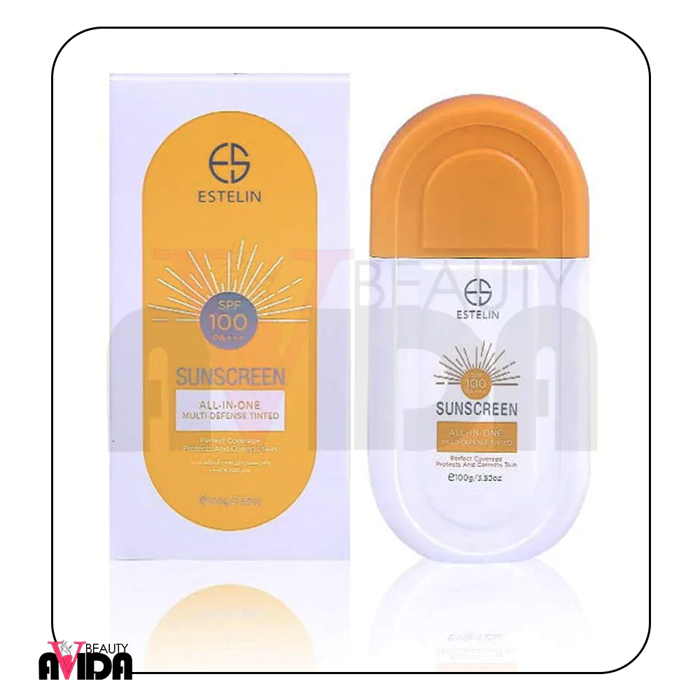 کرم ضدآفتاب رنگی استلین SPF100 مدل All In One مناسب انواع پوست حجم 100 میلی‌لیتر