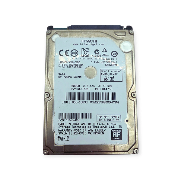 هارد اینترنال لپتاپی هیتاچی مدل 2.5 اینچی HITACHI HDD ظرفیت 500 گیگابایت استوک