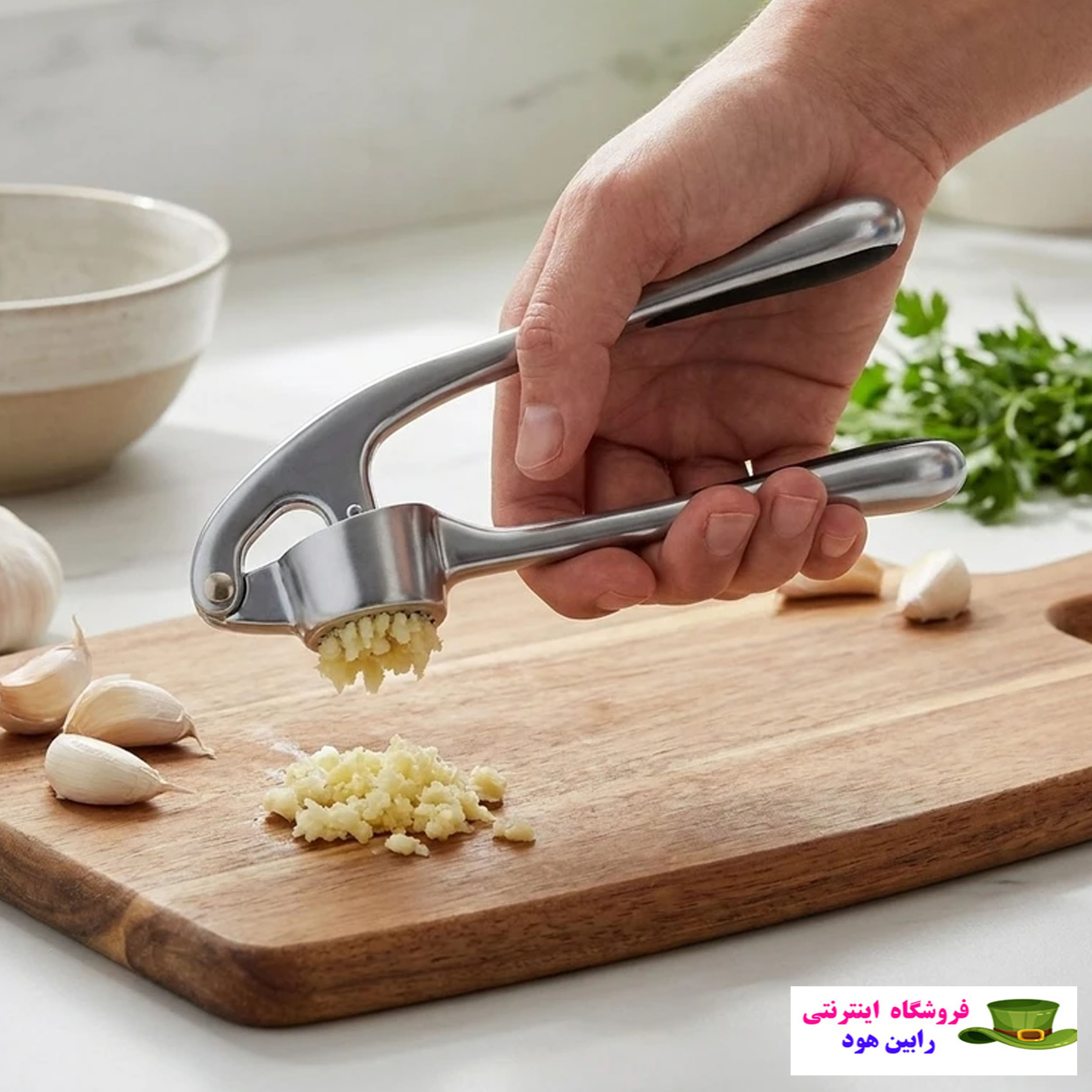 سیر له‌کن تمام استیل طراحی آرگونومیک مدل E2482، وزن 242 گرم، دسته استیل