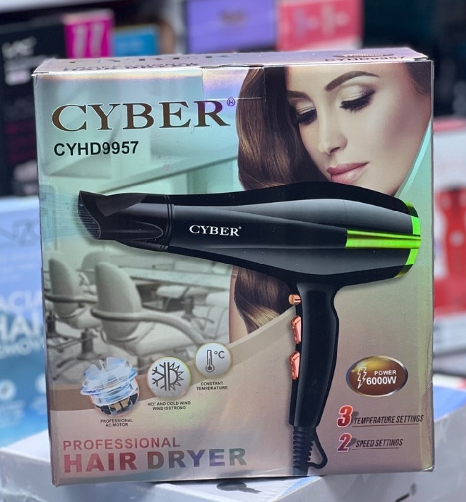 سشوار حرفه‌ای سایبر مدل CYHD9957 توان 6000 وات (اورجینال)