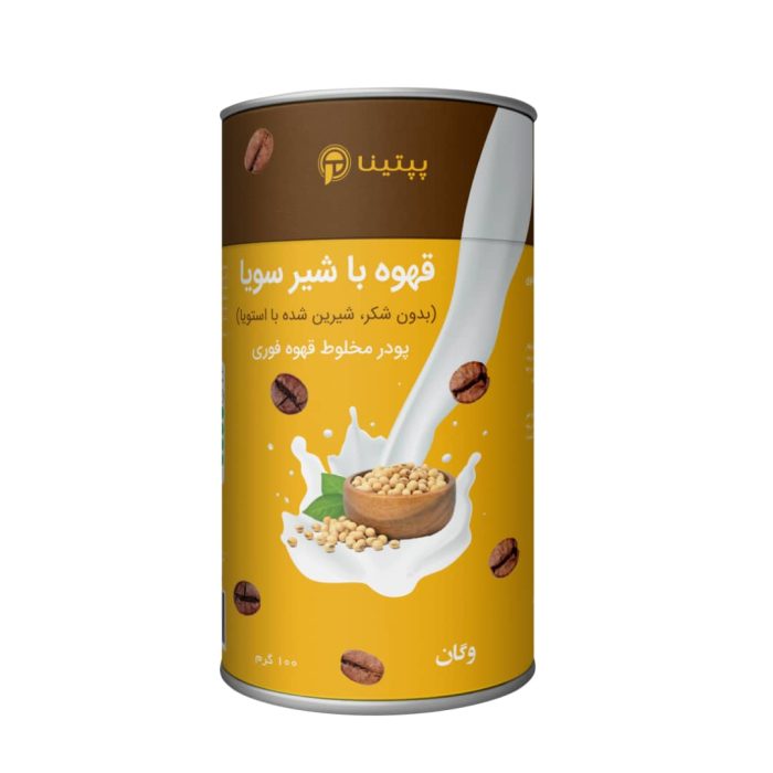 قهوه شیر سویا بدون قند قوطی 100 گرم (شیرین شده با استویا)