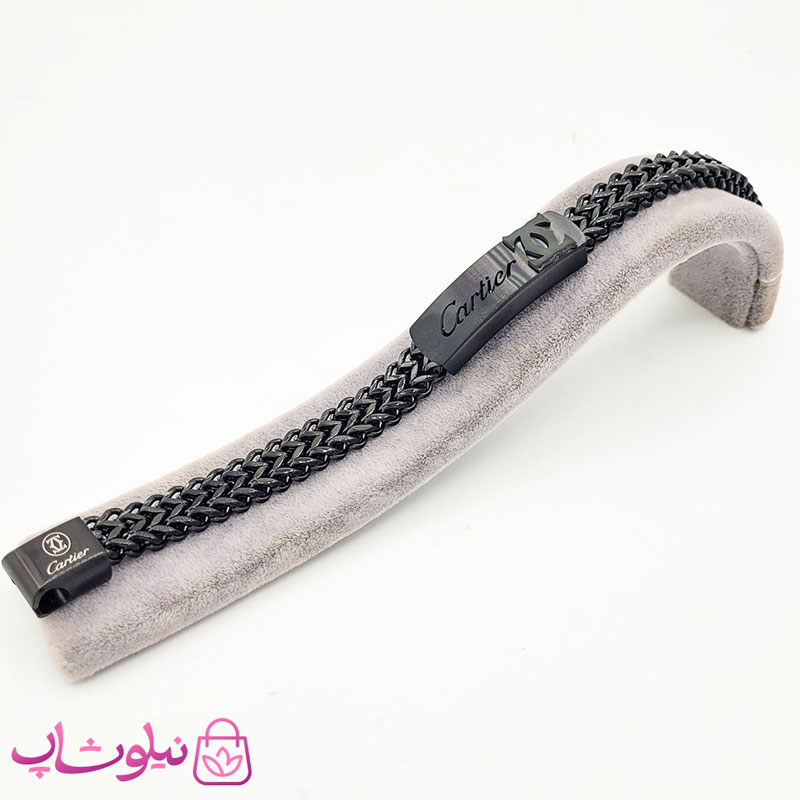 دستبند مردانه زنجیری کارتیه مشکی