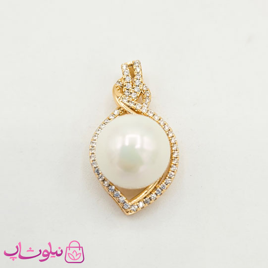 پلاک زنانه ژوپینگ نگیندار طرح مروارید کد 1345 — تصویر ۲