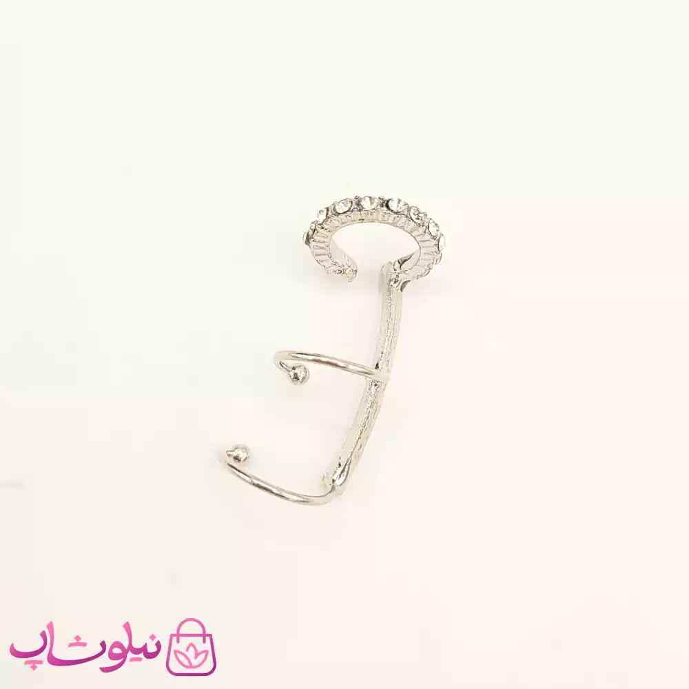 گوشواره ایرکاف نگین دار نقره ای