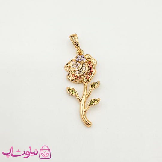 پلاک دخترانه ژوپینگ مدل گل با نگین رنگی کد 891