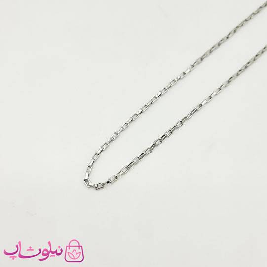 زنجیر زنانه باکس (آجری) استیل نقره ای 45 سانت کد 2222