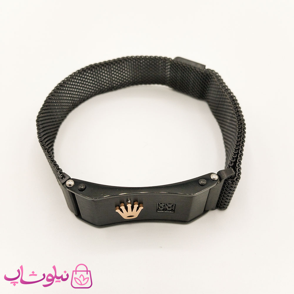 دستبند مردانه استیل رولکس مشکی کد 2564-7