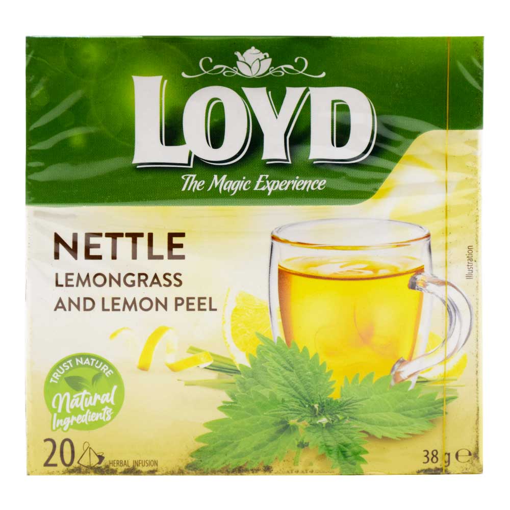 دمنوش کیسه ای هرمی لوید LOYD اصل لهستان مدل گزنه و لیمو بسته 20 عددی