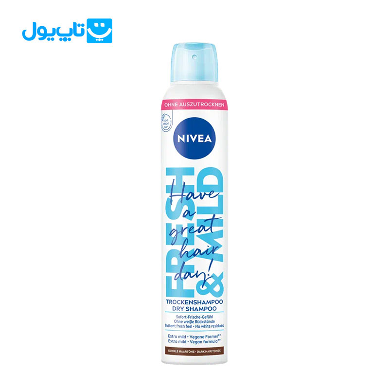 شامپو خشک نیوا Nivea مناسب موهای تیره مدل Fresh & Mild حجم 200 میل