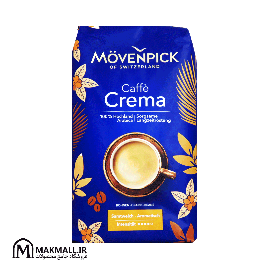دانه قهوه موونپیک کافه کرما ۱۰۰٪ عربیکا ۱ کیلویی مدیوم رست | Movenpick Caffe Crema 100% Highland Arabica Coffee Beans 1000g Medium Roast