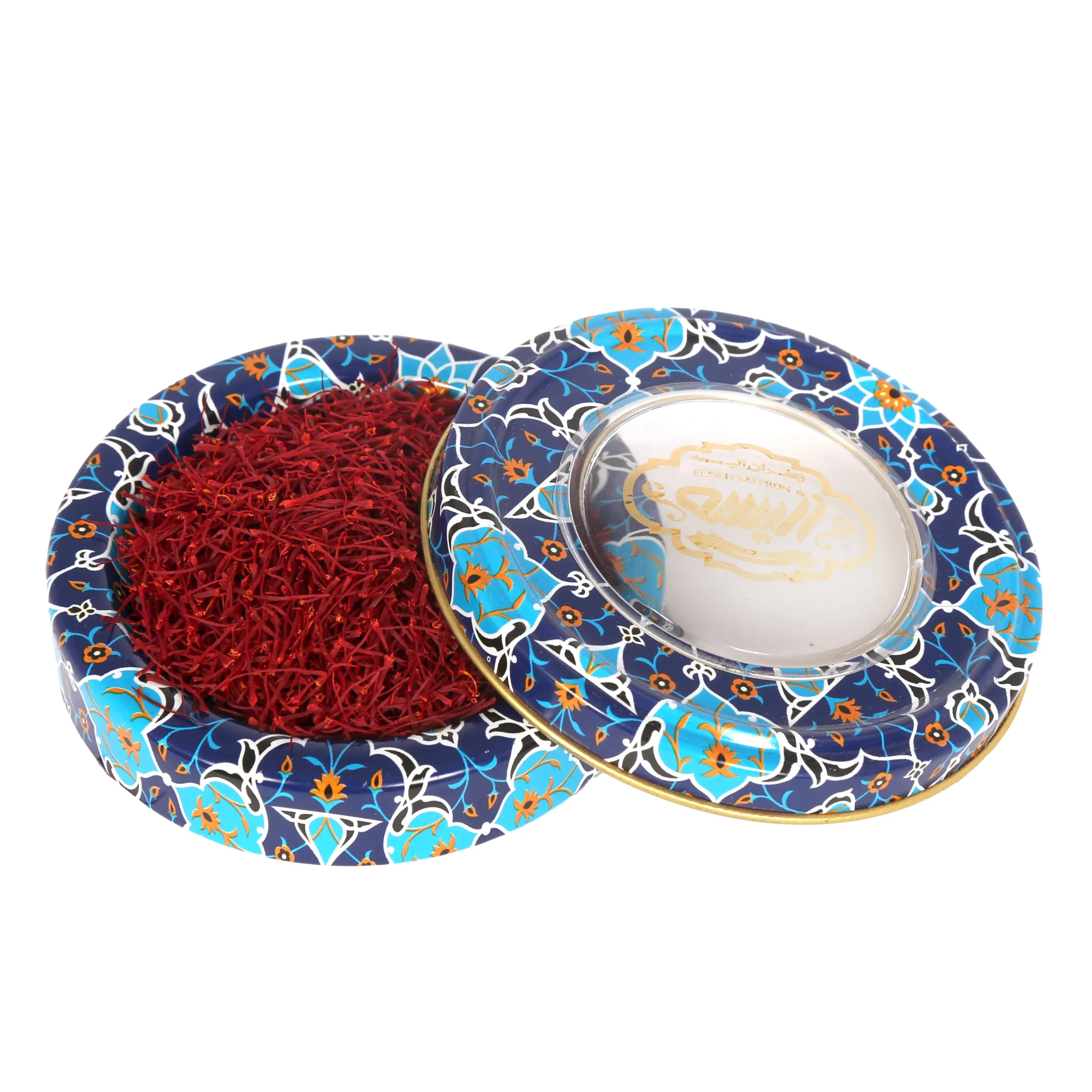 زعفران سوپر نگین رویال ظرف خاتم فیروزه‌ای 4 گرم — تصویر ۳