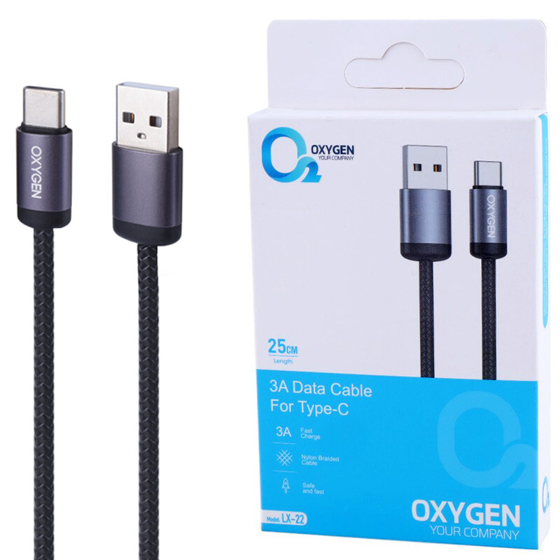 کابل شارژ و دیتا – تایپ سی به لایتنینگ 27 وات (20 سانتی) – OXYGEN LX-22 — تصویر ۲