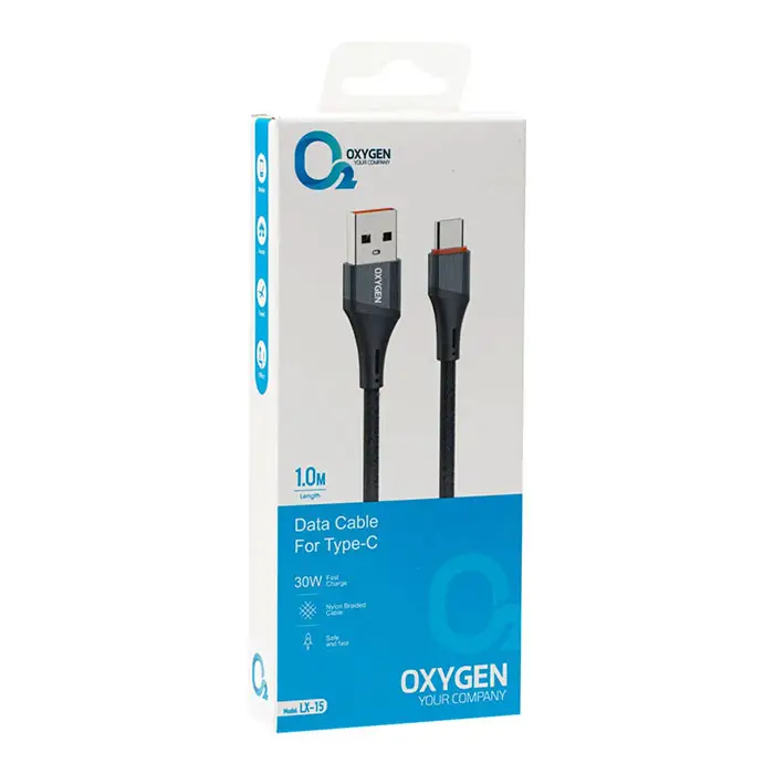کابل شارژ و دیتا – تایپ سی به لایتنینگ 30 وات – OXYGEN LX-15 — تصویر ۴