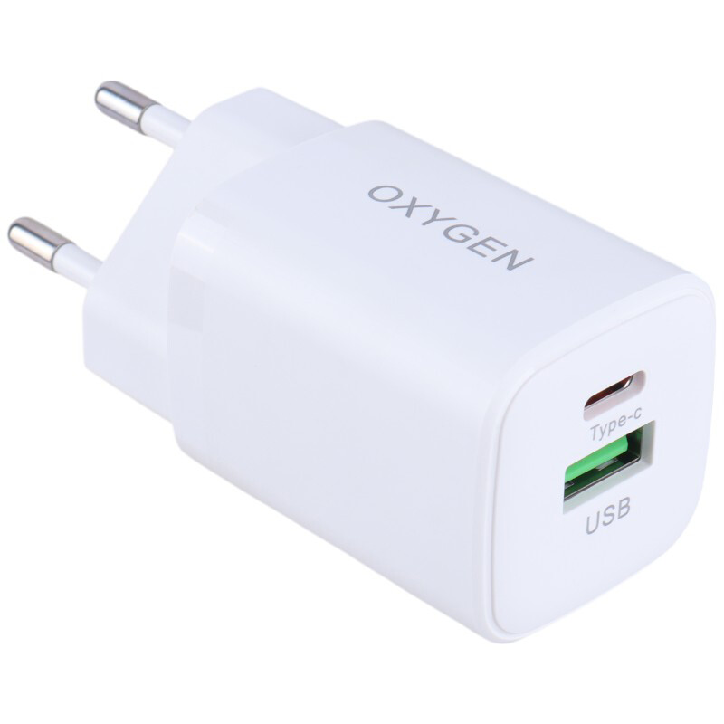 شارژر دیواری 30 وات اکسیژن CH-10 PD QC3.0 3A + کابل تبدیل تایپ سی — تصویر ۴