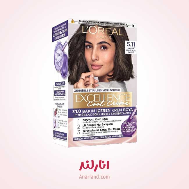 کیت رنگ مو لورآل سری Excellence Cool Creme شماره 5.11