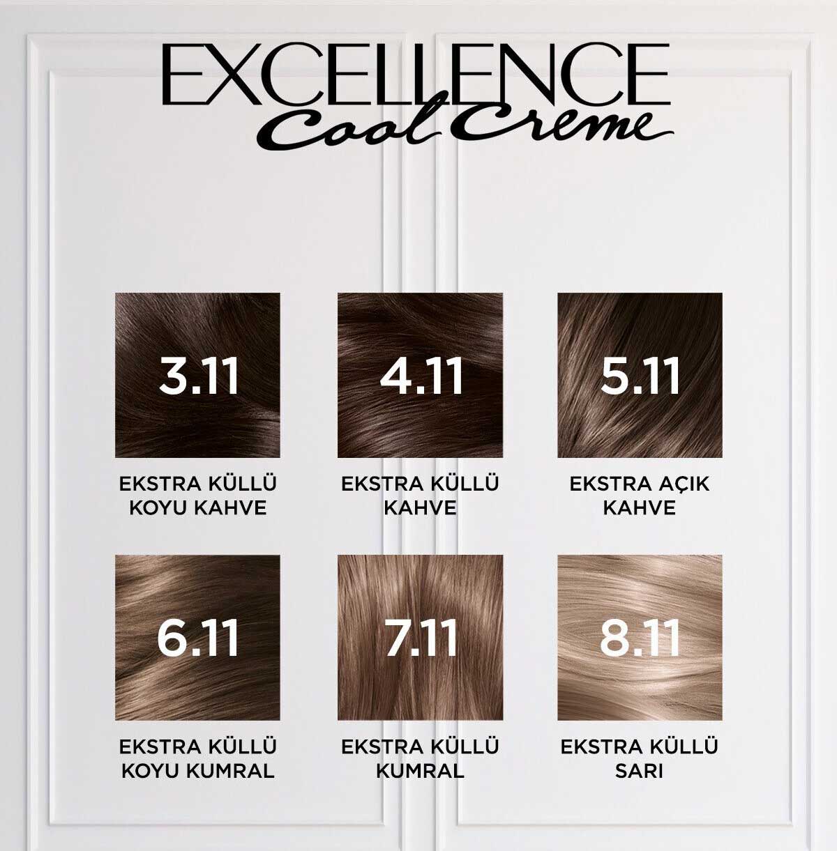 کیت رنگ مو لورآل سری Excellence Cool Creme شماره 8.11 — تصویر ۳