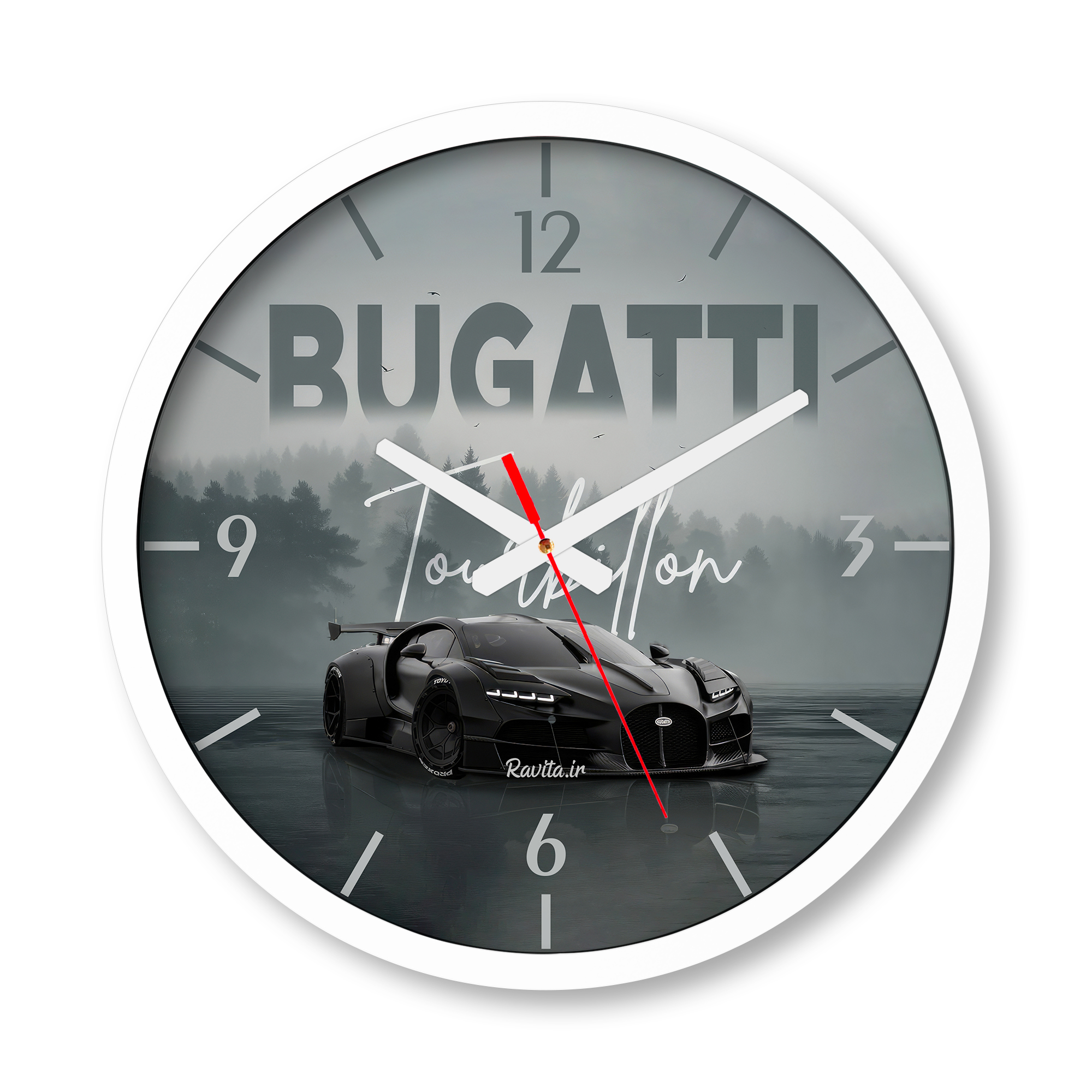 ساعت دیواری بزرگ راویتا طرح بوگاتی توربیون – Bugatti Tourbillon کد 3870 — تصویر ۳