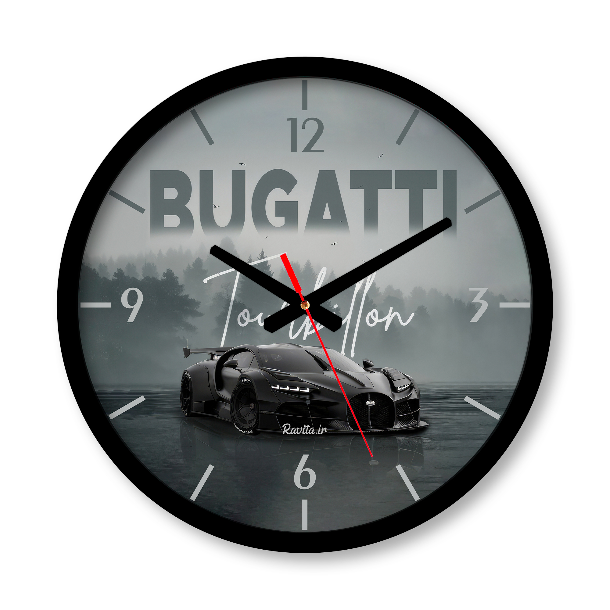 ساعت دیواری بزرگ راویتا طرح بوگاتی توربیون – Bugatti Tourbillon کد 3870