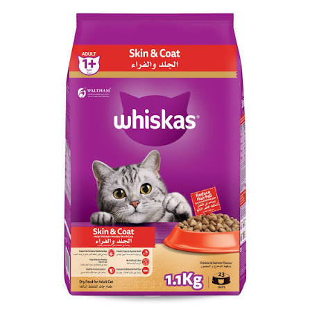 غذای خشک گربه بالغ ویسکاس برای سلامت پوست و مو ۱.۱ کیلوگرم | Whiskas Adult Skin & Coat