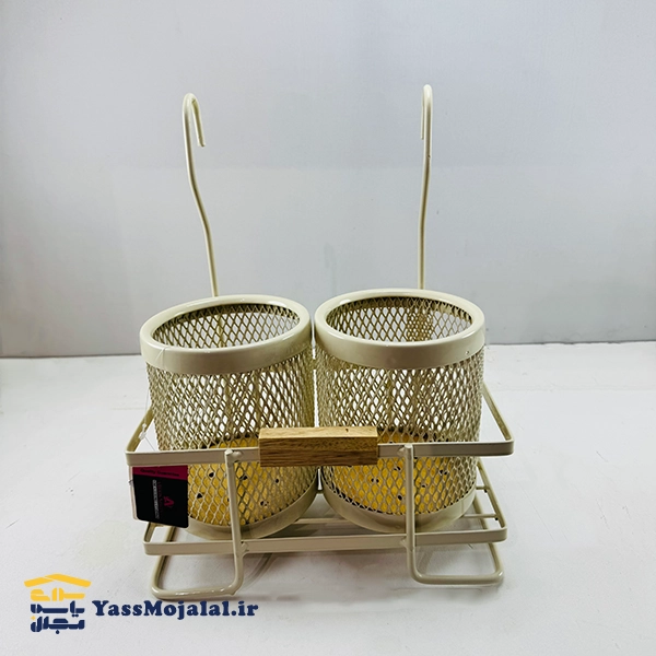 جاقاشقی دوقلو آویز رنگ کرم مدل توری