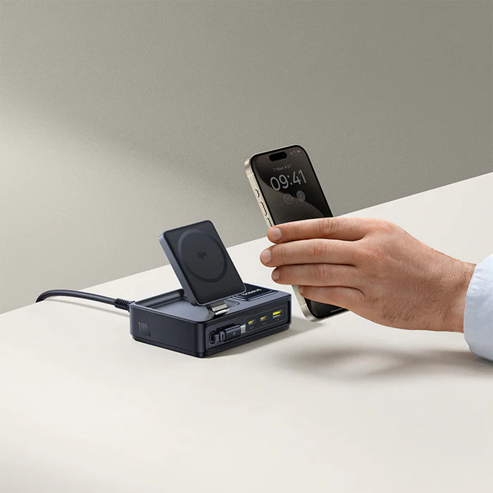 شارژر وایرلس و هاب Baseus Nomos Qi2 «گارانتی – ارسال فوری» — تصویر ۷