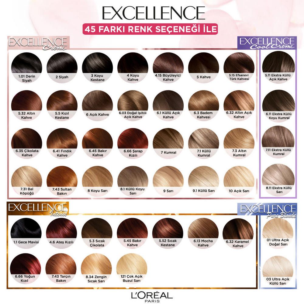 کیت رنگ لورال رنگ قهوه ای با انعکاس دودی جذاب شماره 4.15 loreal excellence — تصویر ۷