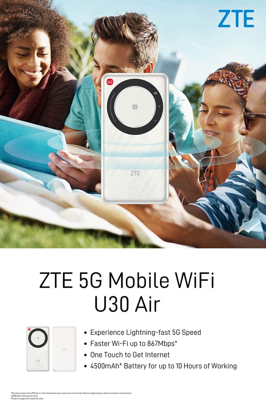 مودم جیبی 5G/TDLTE بی سیم و دوباند مدل ZTE U30 Air — تصویر ۵