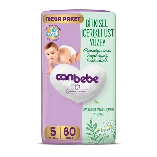 پوشک چسبی کودک جان به به Canbebe سایز ۵ بسته ۸۰ عددی