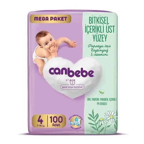پوشک چسبی کودک جان به به Canbebe سایز ۴ بسته ۱۰۰ عددی
