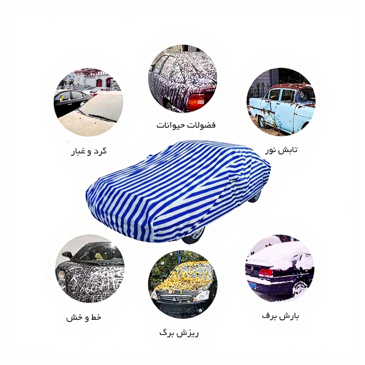 چادر ماشین پورشه 911 مدل آبی راه راه ضدآب فابریکی — تصویر ۲
