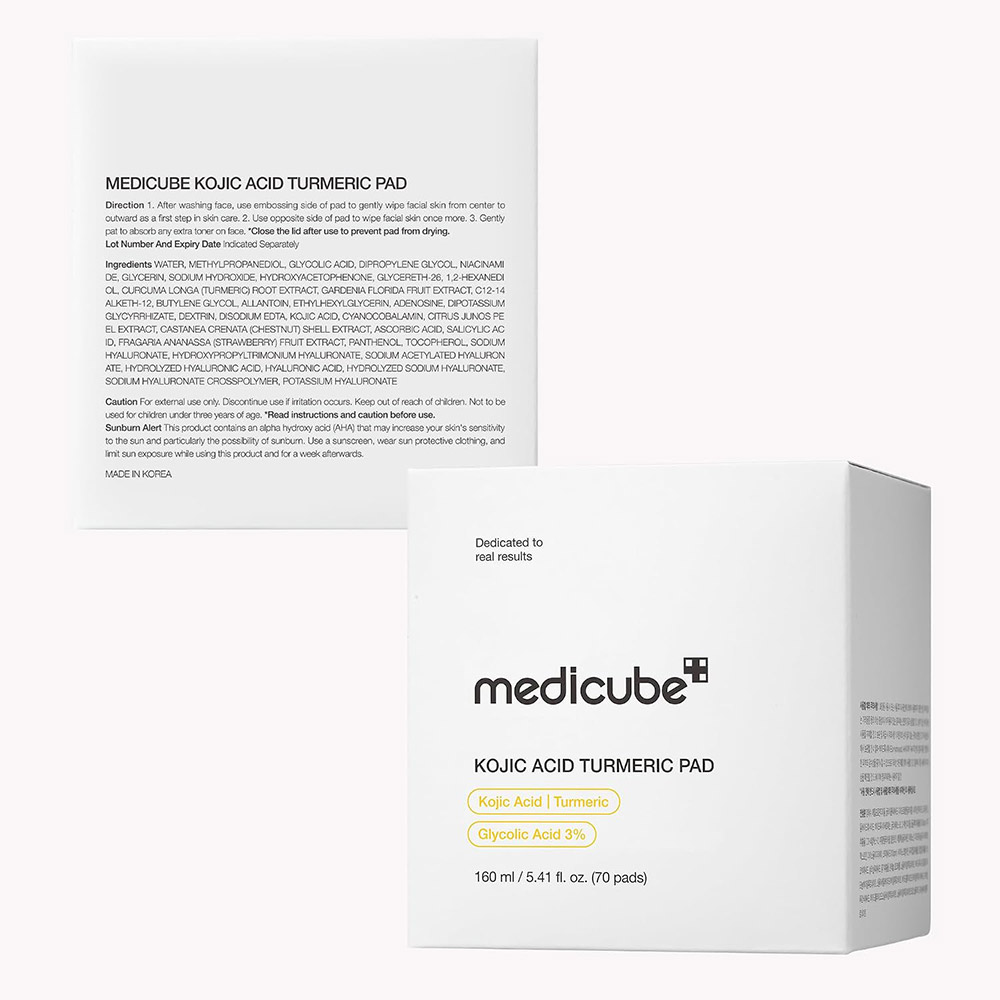 پد تونر روشن کننده کوجیک اسید و زردچوبه مدی کیوب MEDICUBE Kojic Acid Turmeric Pad — تصویر ۶
