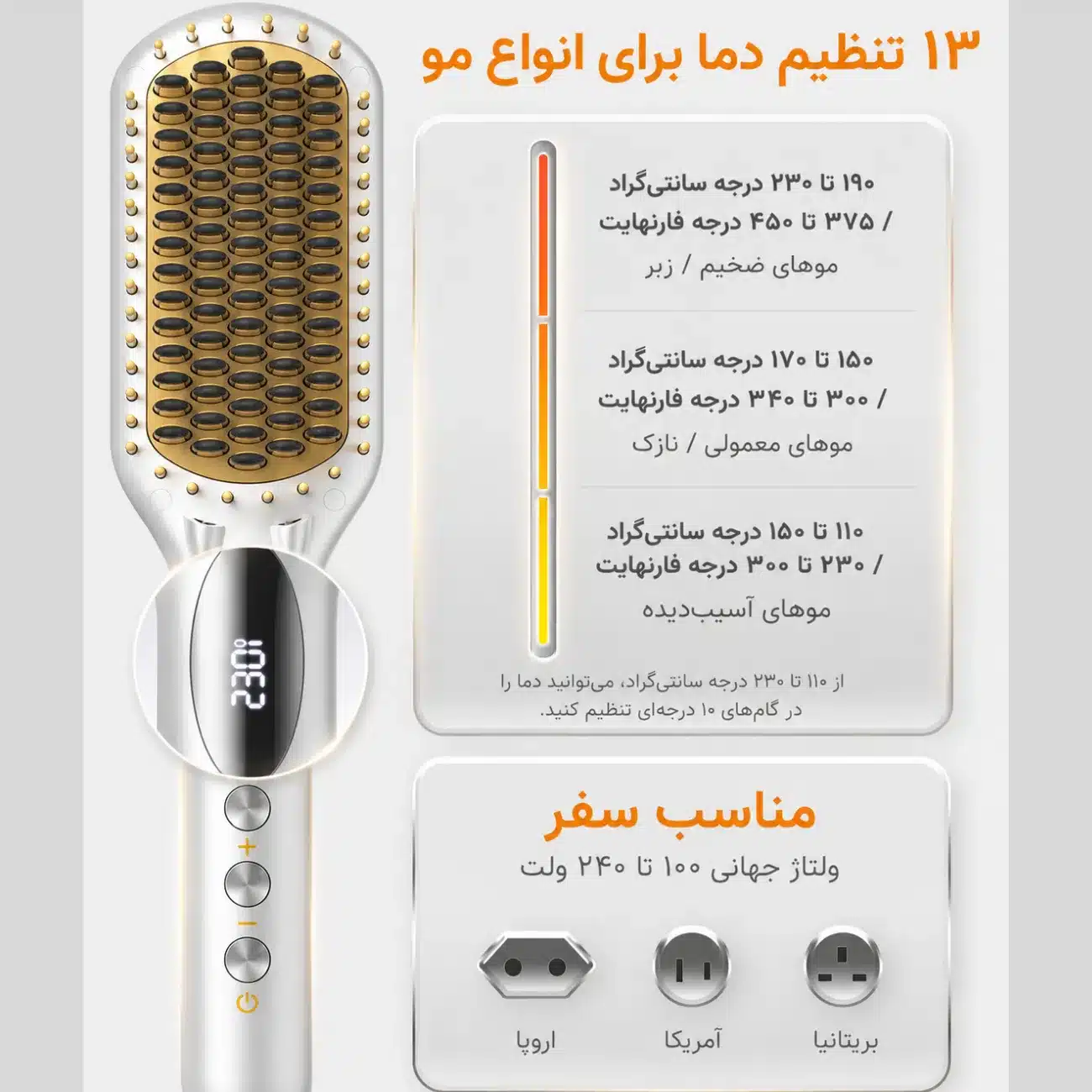 برس صاف کننده مو شیگلم مدل Sleek Chic Triple Grip با صفحه 62 میلی متر — تصویر ۵