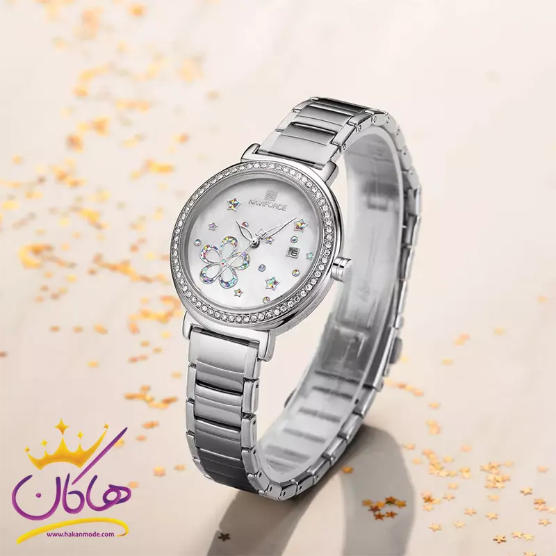 ساعت مچی زنانه نیوی فورس نقره ای صفحه سفید 5016/4 — تصویر ۴