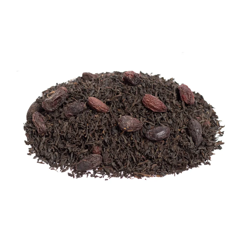چای سیاه با زغال اخته خشک