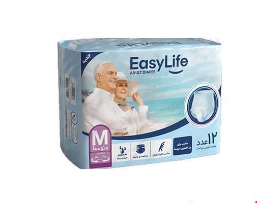 پوشک بزرگسال شورتی ایزی لایف سایز متوسط (M) بسته 12عددی