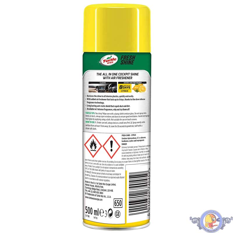 اسپری تمیز و براق کننده داشبورد و سطوح پلاستیکی داخل خودرو Turtle Wax — تصویر ۳