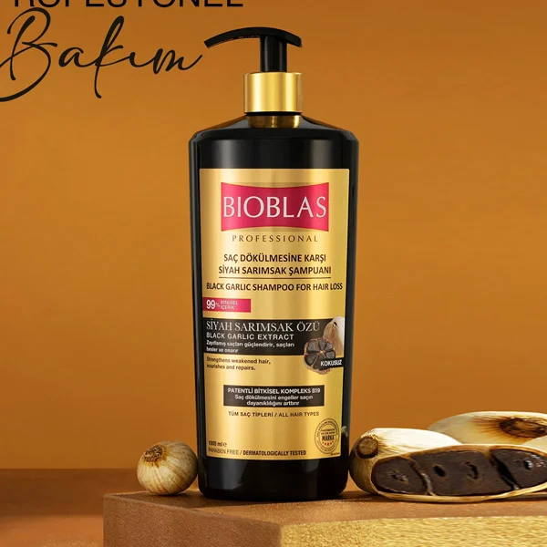 شامپو ضد ریزش مو بیوبلاس مدل BLACK GARLIC EXTRACT