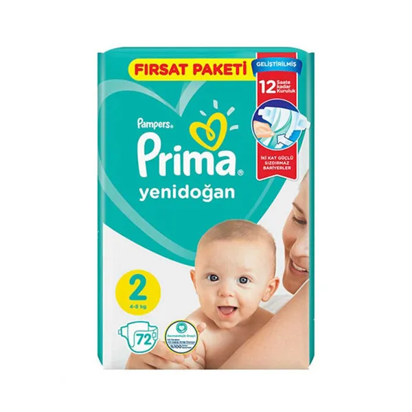 پوشک بچه پریما سایز دو بسته 72 عددی