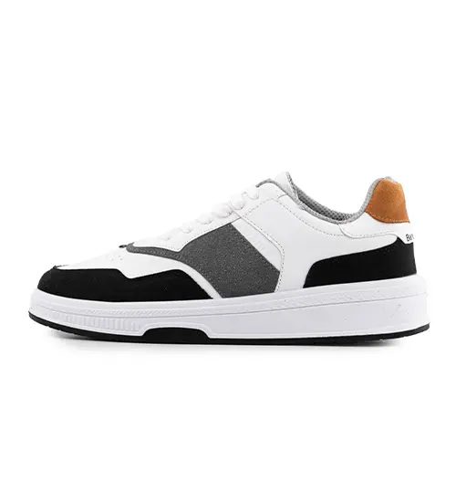 کفش مردانه روزمره چرم مصنوعی سفید طوسی bershka مدل 50755