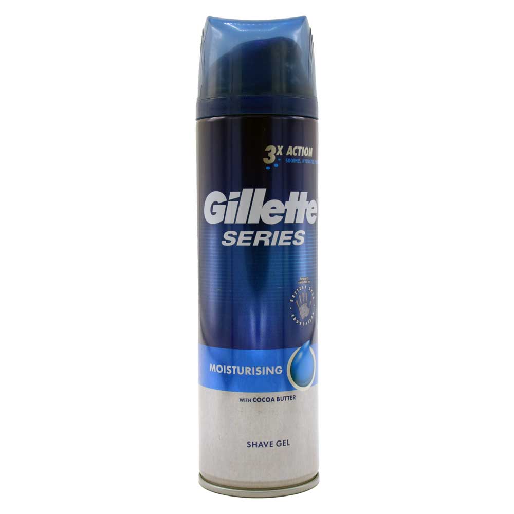 ژل اصلاح ژیلت GILLETTE اصل اروپا 3X Action مدل Moisturizing (مرطوب کننده) حجم 200 میلی لیتر