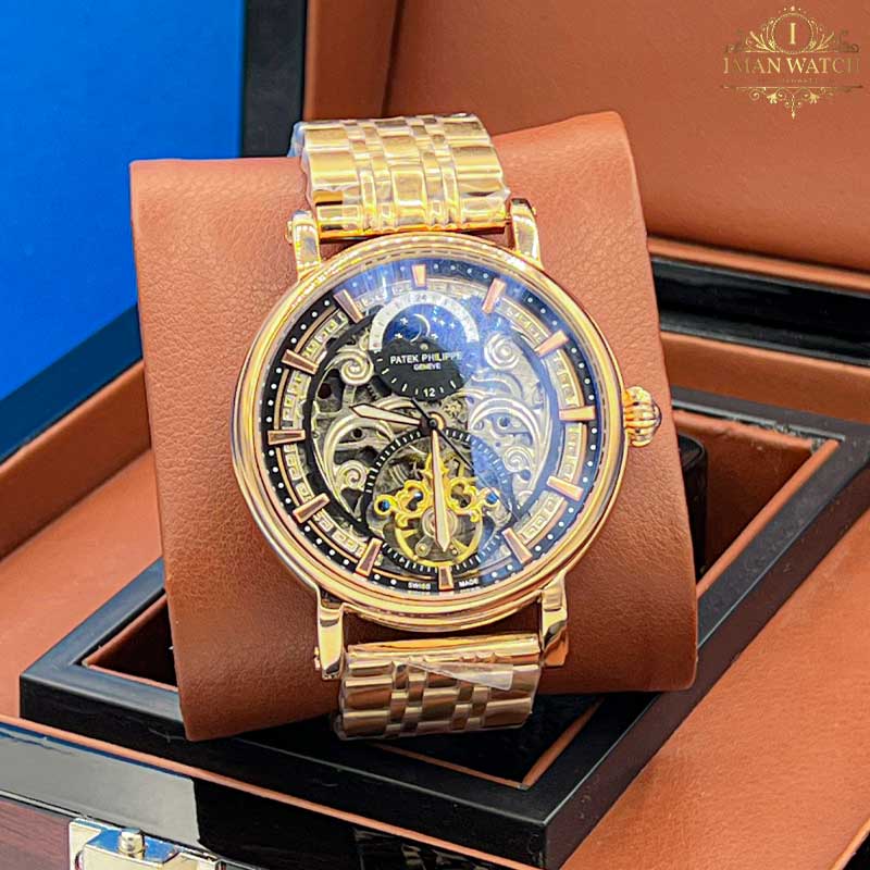 ساعت مچی پتک فیلیپ رزگلد مردانه صفحه اسکلتون اتوماتیک PatekPhilippe26595 — تصویر ۲