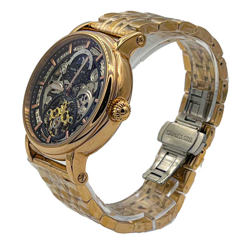 ساعت مچی پتک فیلیپ رزگلد مردانه صفحه اسکلتون اتوماتیک PatekPhilippe26595 — تصویر ۳