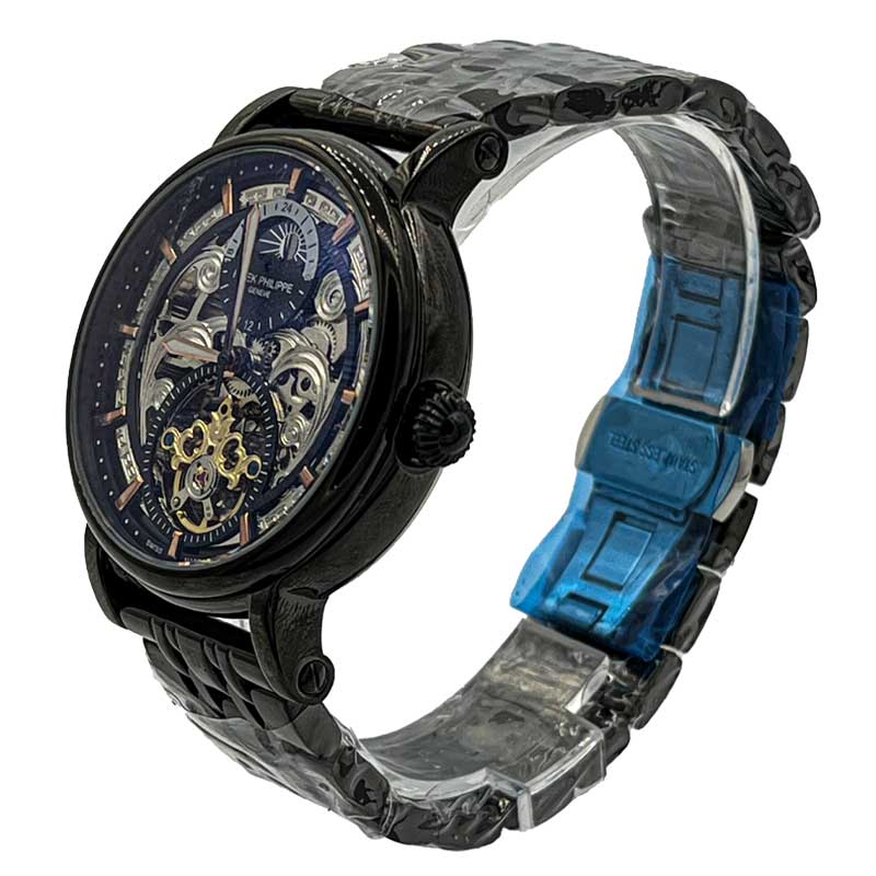 ساعت مچی پتک فیلیپ مشکی مردانه صفحه اسکلتون اتوماتیک PatekPhilippe26595 — تصویر ۲